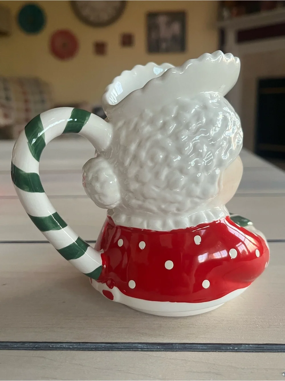 Mrs. Santa Ceramic Sugar & Creamer Set - Red and White Holiday Decor